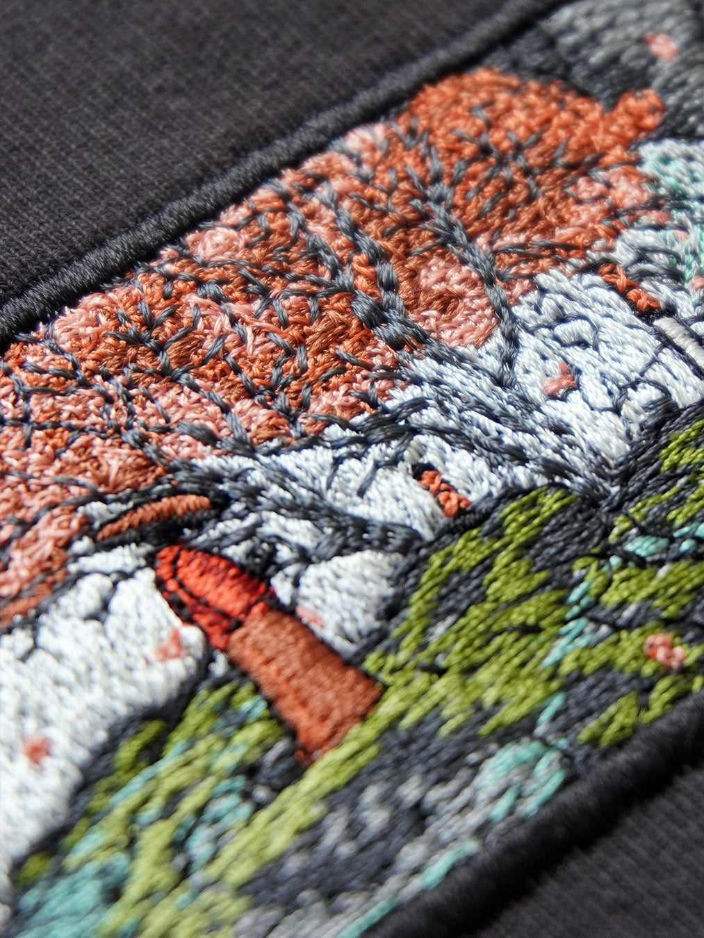 Embroplace, Samurai near the waterfall embroidery design, streetwear with art embroidery, fashionable clothes, t-shirts, sweatshirts, hoodies, unique machine embroidery, clothes for women, clothes for men.