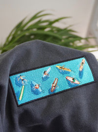 Embroplace, Surf club embroidery design, streetwear with art embroidery, fashionable clothes, t-shirts, sweatshirts, hoodies, unique machine embroidery, clothes for women, clothes for men.