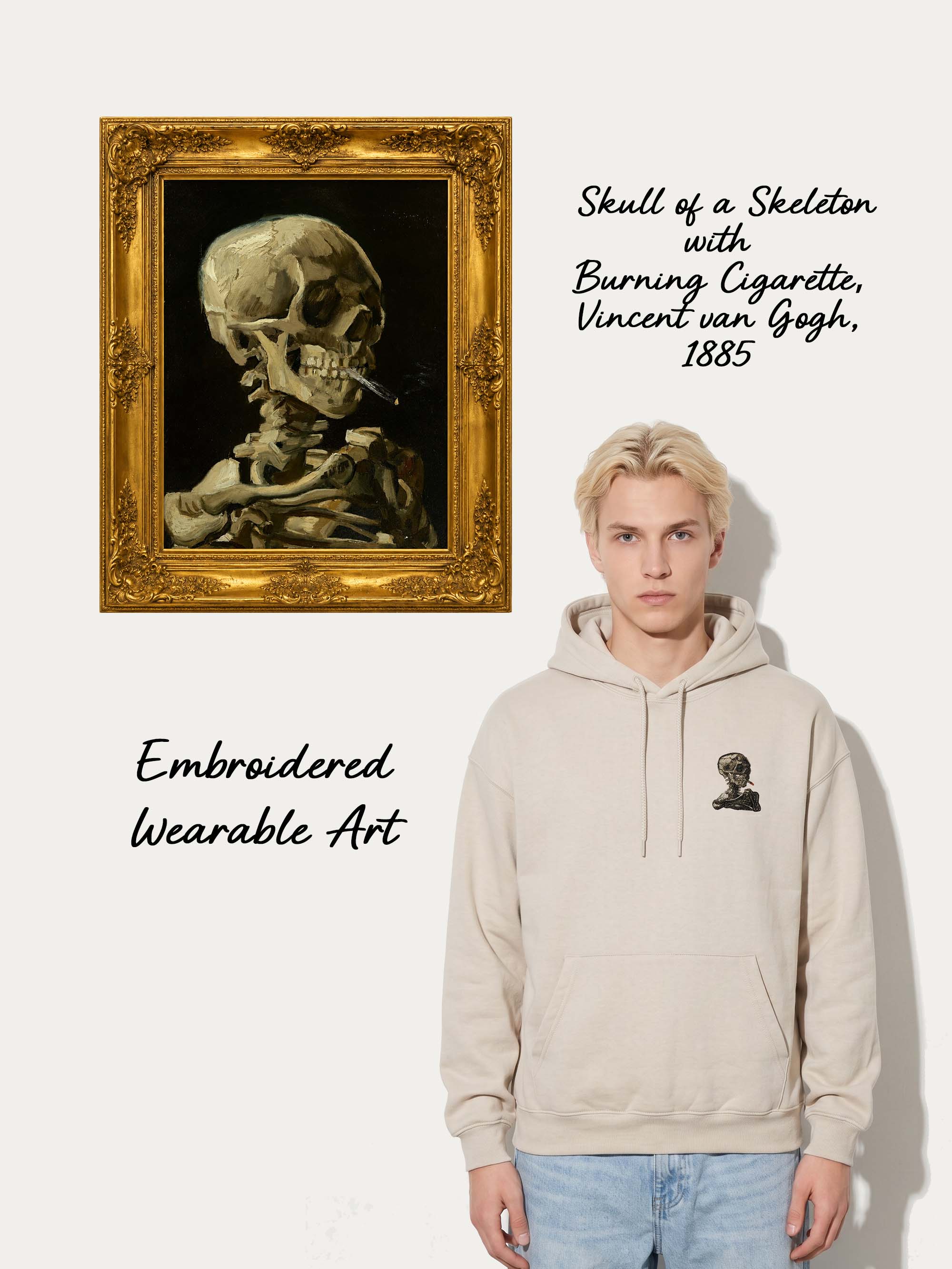 SKULL OF A SKELETON WITH BURNING CIGARETTE (SMALL)