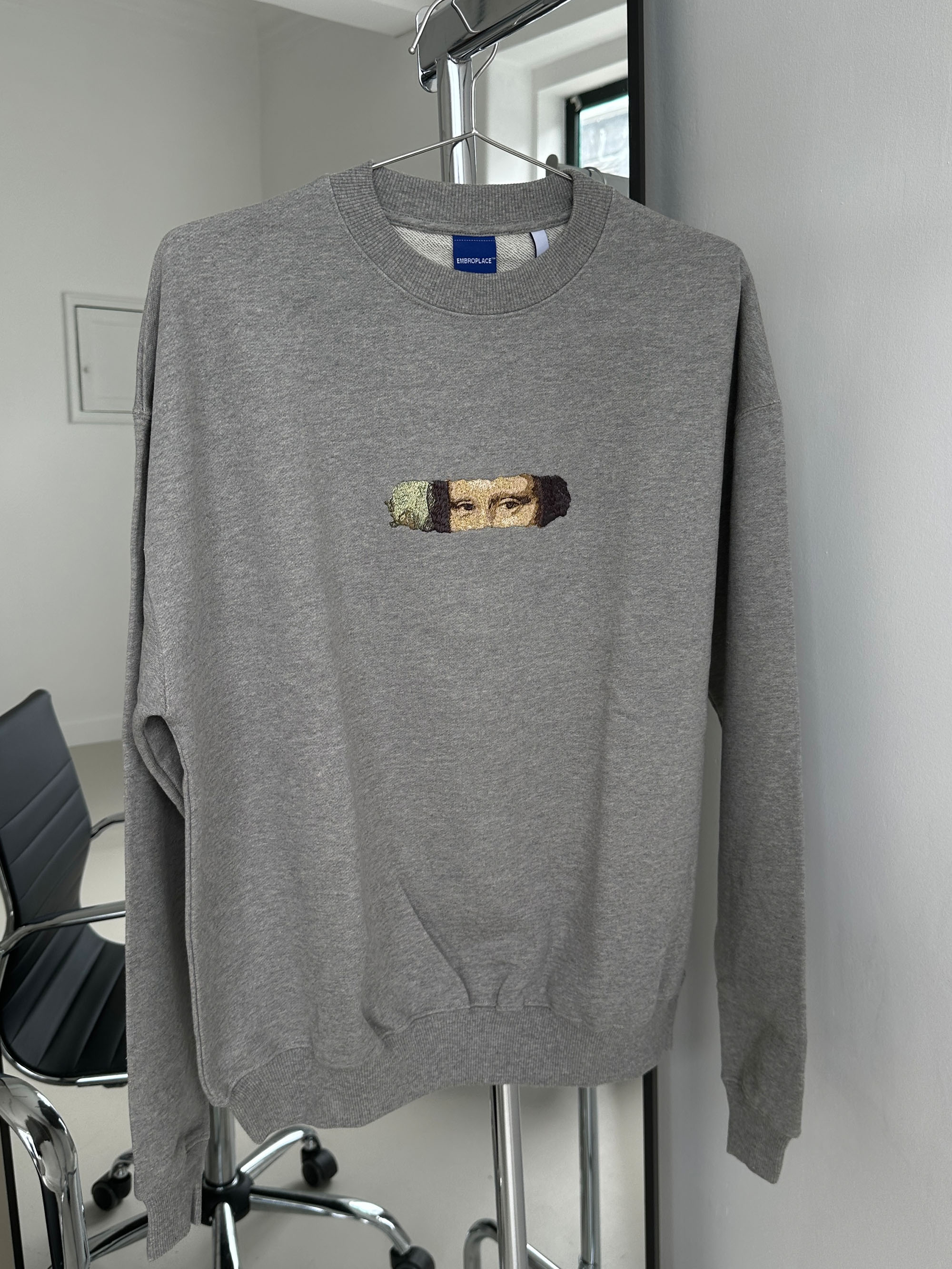 Mona Lisa Crewneck Sweater Premium Oversized Grey Marl S
