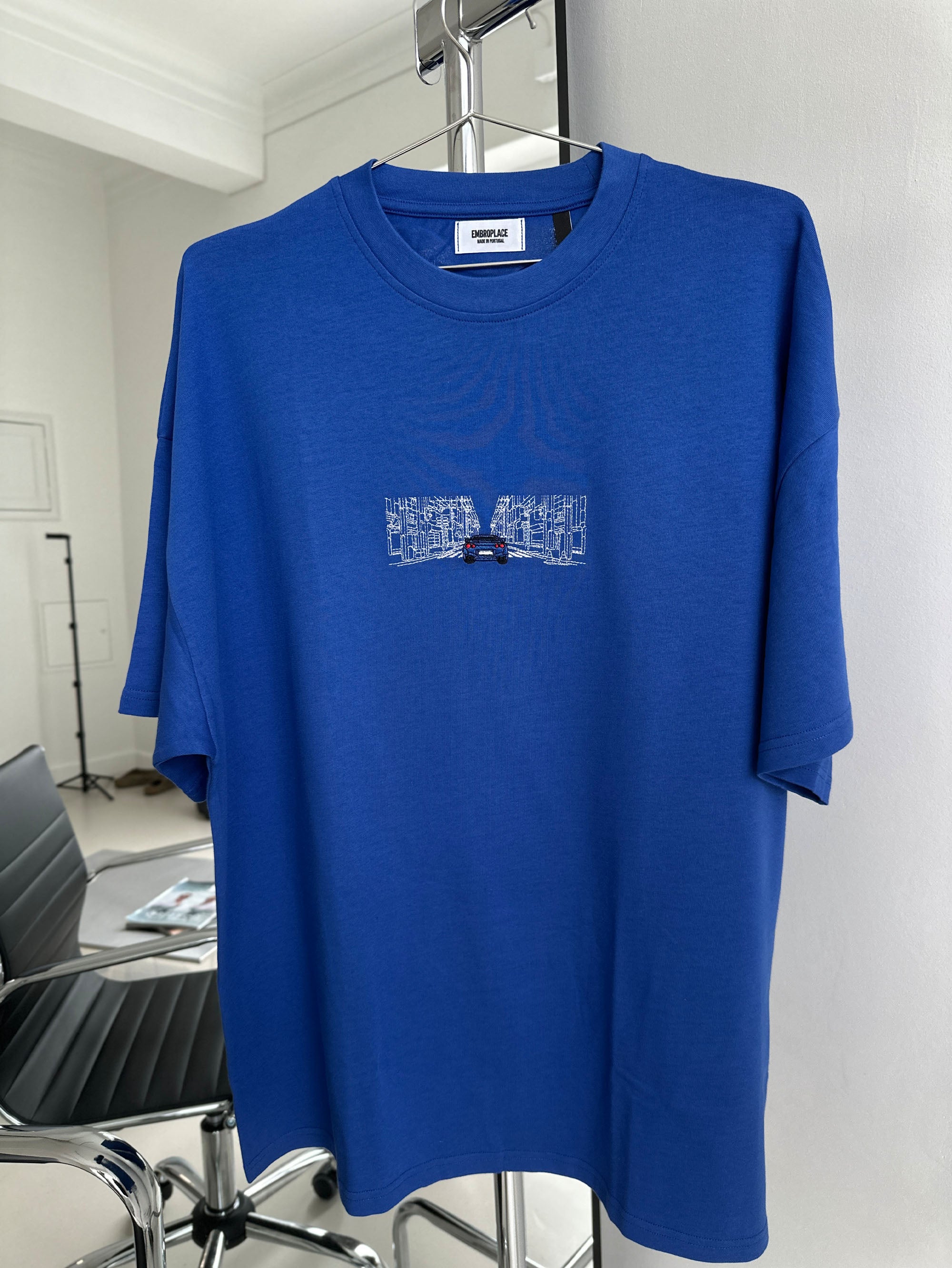 Japanese Street And Car T-shirt Premium Oversized Cobalt Blue M