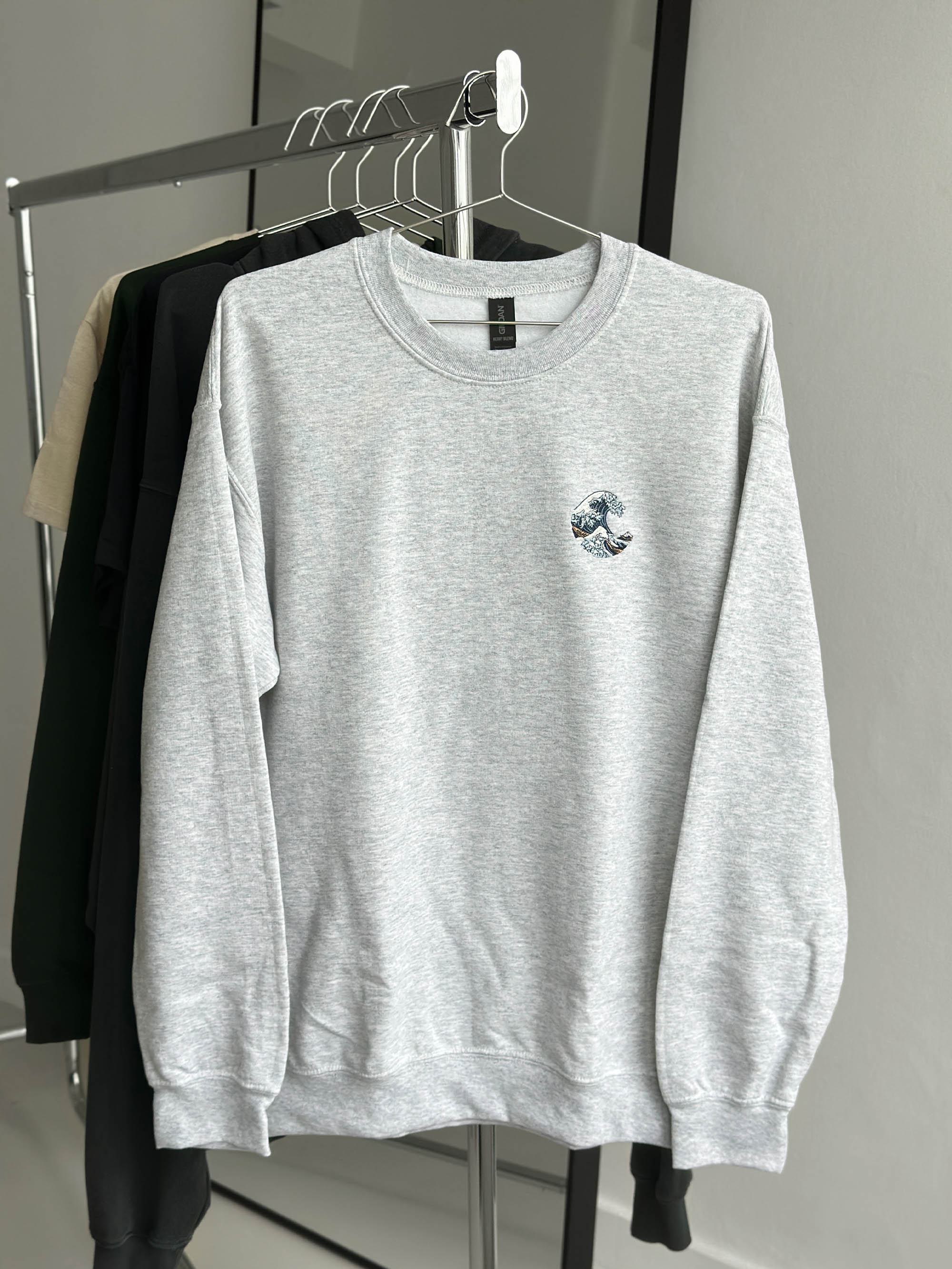 The Great Wave off Kanagawa (small) Standard Sweatshirt Grey M