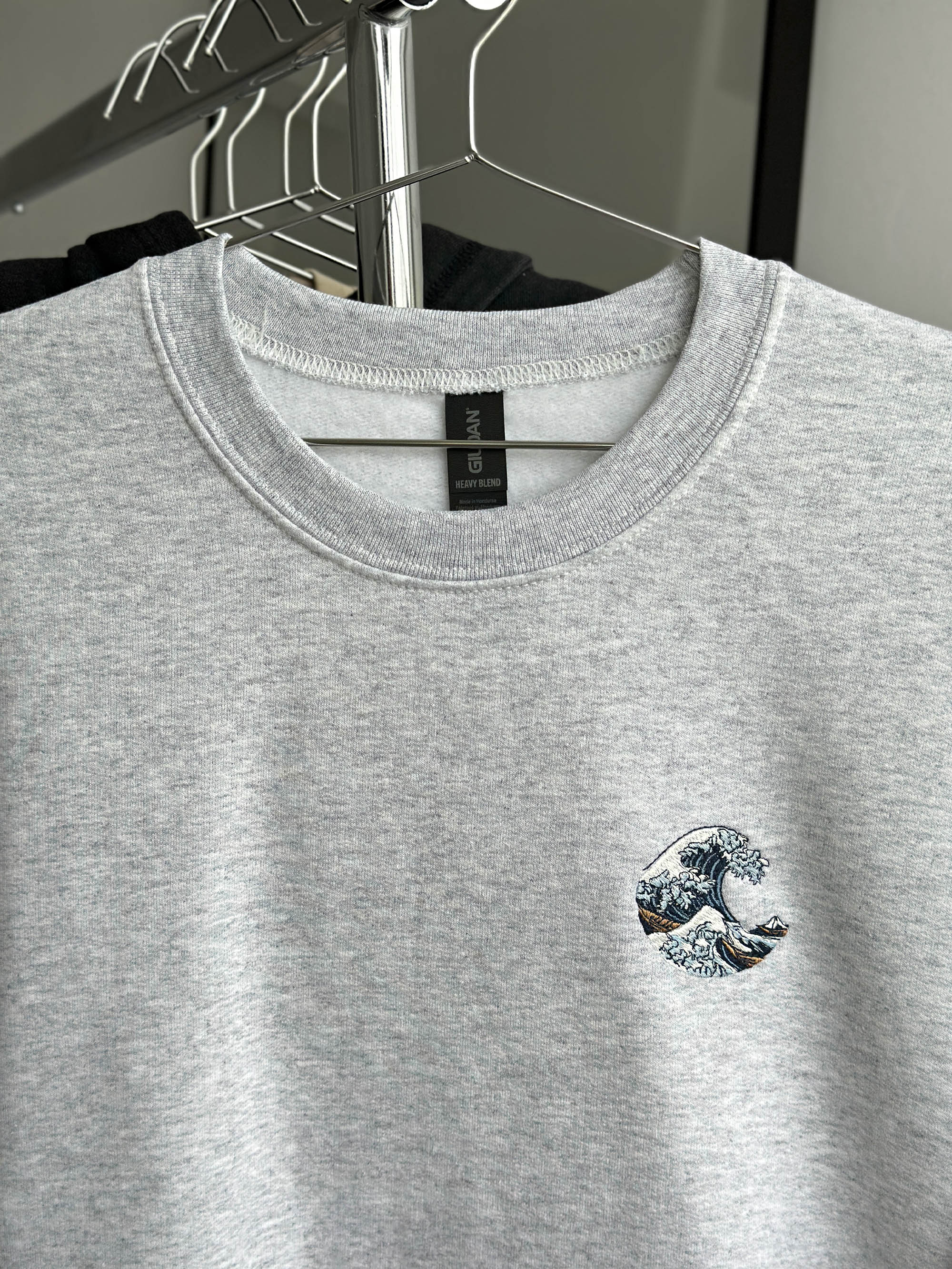 The Great Wave off Kanagawa (small) Standard Sweatshirt Grey M