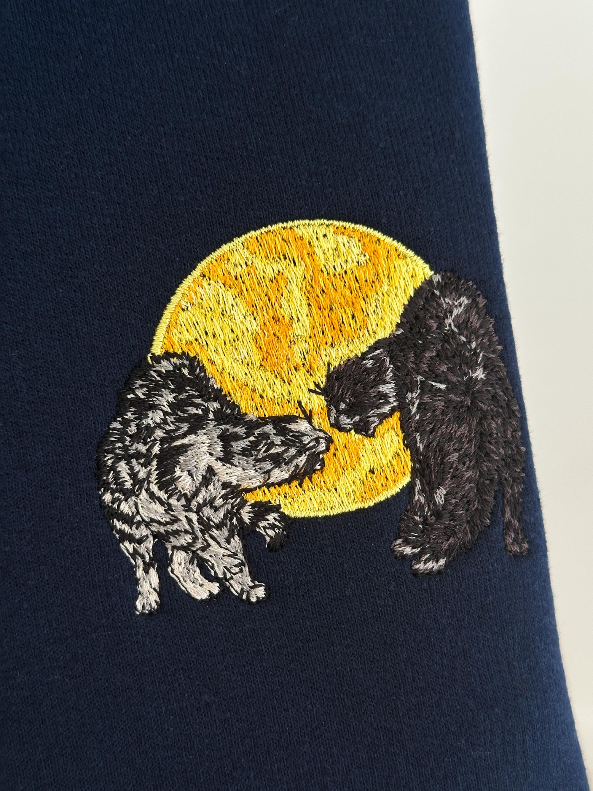 TWO CATS FIGHTING AGAINST THE SILHOUETTE OF THE MOON