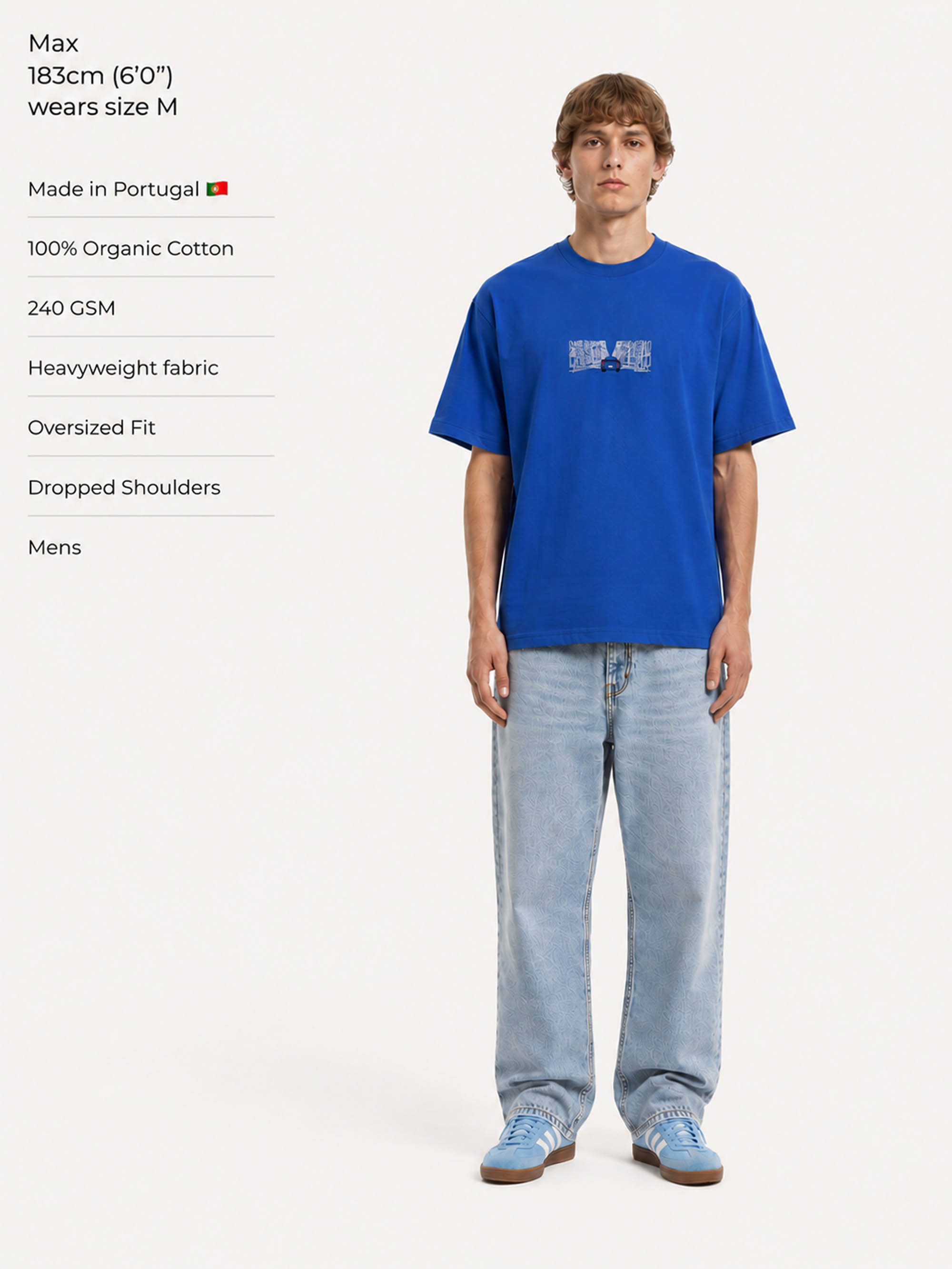 Japanese Street And Car T-shirt Premium Oversized Cobalt Blue M